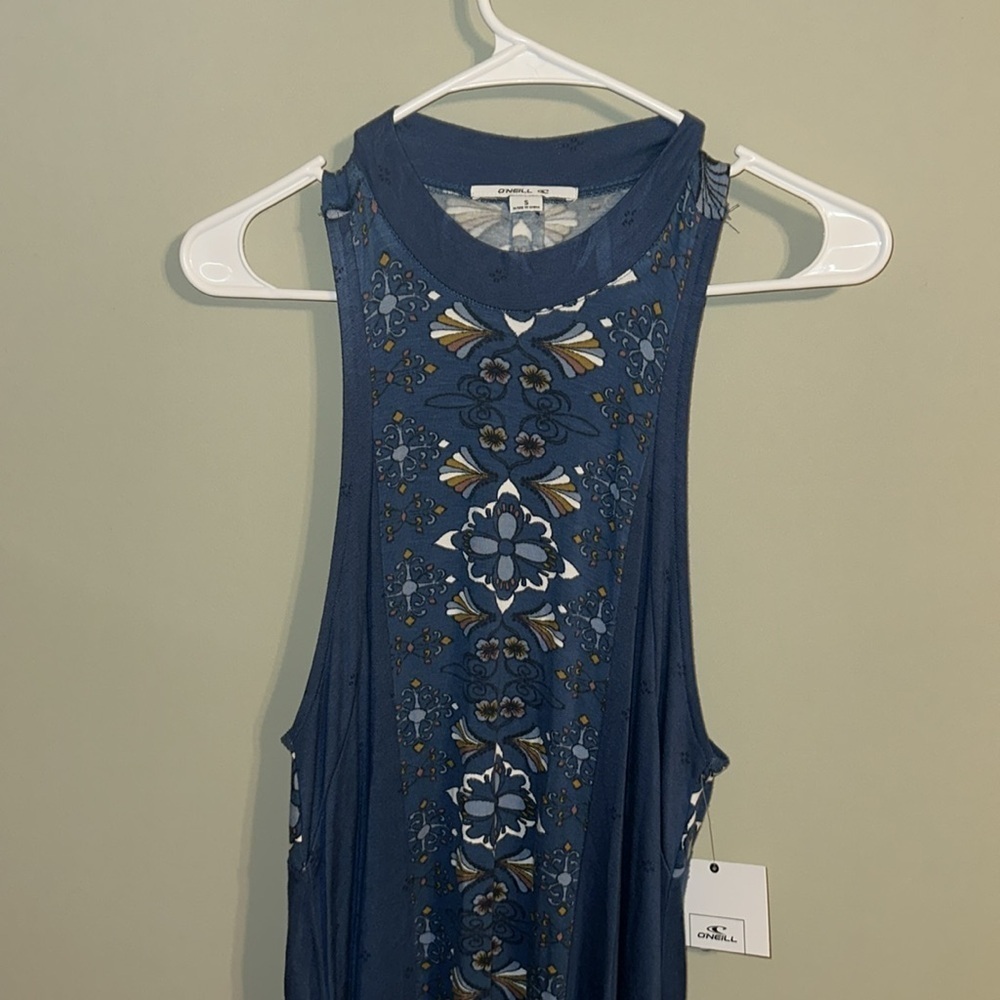 O’Neill Leslie Denim Blue Floral Print Swing Dress Small - Picture 3 of 12